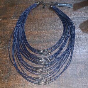 NWT Lane Bryant Navy Blue and black metal 24 strands.